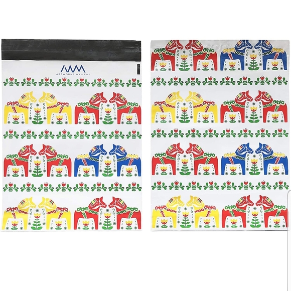 20 ct   White Dala Horse 10 X 13” PREMIUM Poly Mailers  Designer Shipping - Picture 7 of 9